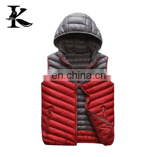 Men Nylon Decthable Hood Padded Vest Winter Warm Down Vest photo-4