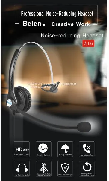 China Beien A16 RJ Telephone Call Center Headset Noise-cancelling Headset Customer Service