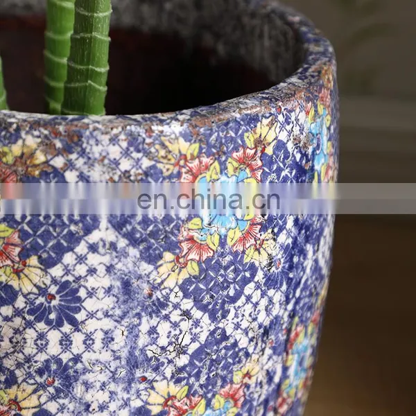 Western Art Style Antique Design Garden Indoor Decor Ceramic Purple Flower Pots for Balcony photo-2