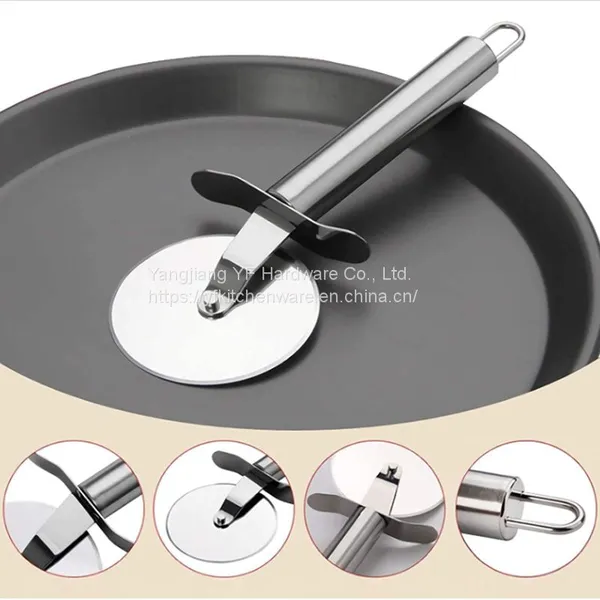 Kitchen Accessories Home and Kitchen Gadgets Stainless Steel Single Wheel Pizza Knife Baking Tool Pizza Cutter photo-3