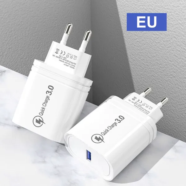 Hot Sale QC 3.0 EU/US Plug Quick Charger 1 USB Port Charger for Mobile Phone Multi Port USB Chargers photo-5