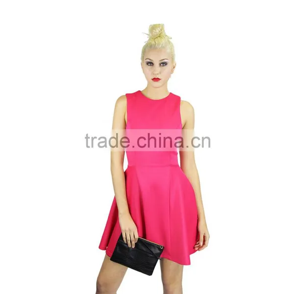 Flare Design Fashion Dress Summer Casual Dress Stretch Knitted Fabric Sleeveles Evening Dress photo-3