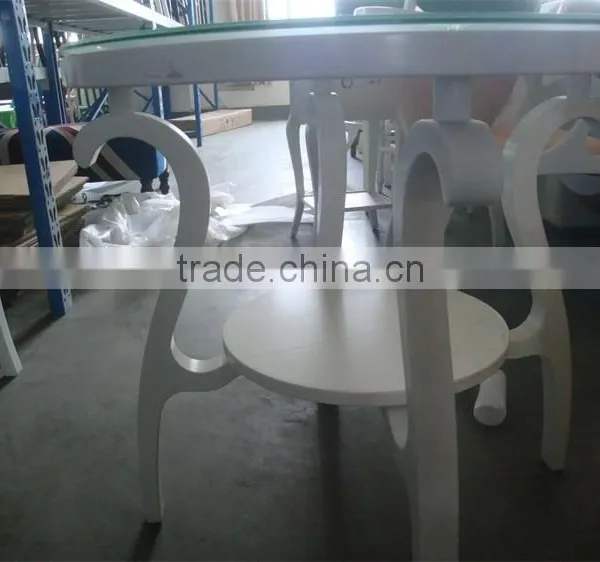RCH-0719 White Wooden Coffee Table Legs Round Glass Tea Table photo-4