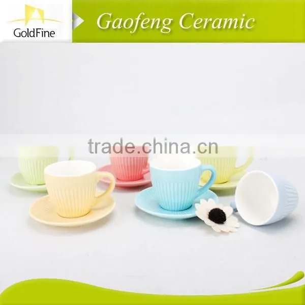 Bright Color Glaze Porcelain Cups and Saucers photo-2