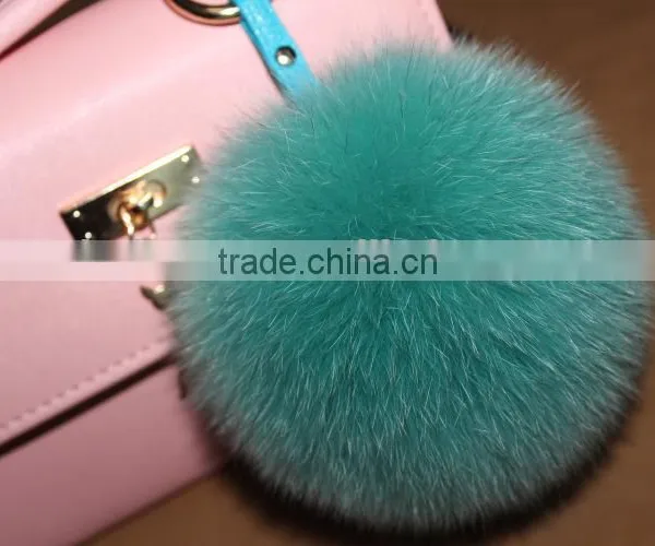 Fashion Trendy Women Girls 100% Real Fur Pom Pom Key Chains photo-3