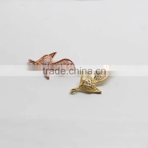 CZ6473 Link, Pendant, Jewelry Findings,Clear Cubic Zirconia Pave Fox Connector photo-3