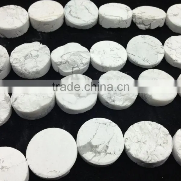 Wholesale Price Natural Stone Rough White Howlite ,White Turquoise Coin Beads photo-2