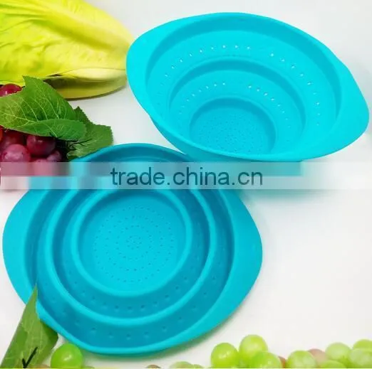 Collapsible Silicone Sieve Water Colander Strainer Vegetable Basket photo-2
