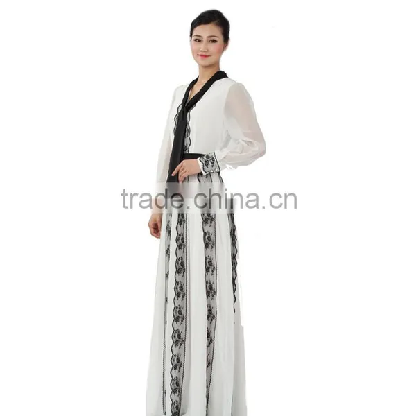 Spanish Women's Maxi Dresses Moroccan Kaftan Dress Black Lace Stripe Insert Arabic Style Evening Dresses photo-5