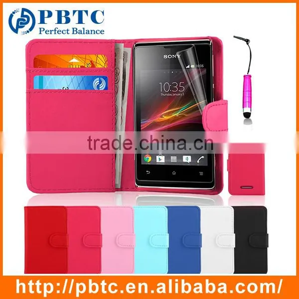 Set Screen Protector Stylus And Case For Sony Xperia E Dual C1605 , Leather Wallet White Phone Case photo-3