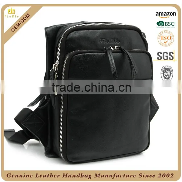 CSLRB214-001 Sports Style Black Leather Men Backpack Bags Handbag photo-2