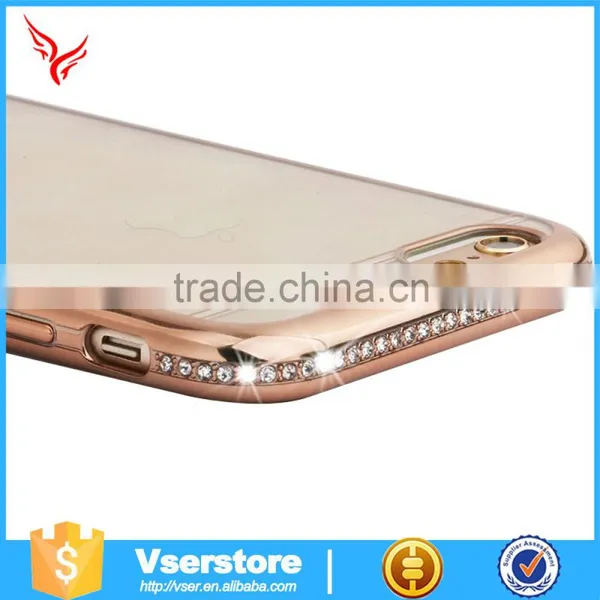 Electroplating Bling Tpu Transparent Clear Case for Iphone 6 Diamond Bumper Case photo-2