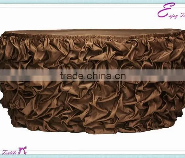 YHK#65 Ruffled Table Skirt - Polyester Banquet Wedding Wholesale Chair Cover Sash Table Cloth Skirt Linen