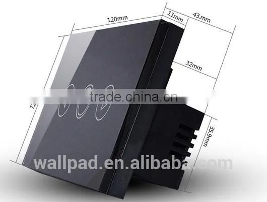Wallpad LED Black Crystal Glass 110~250V US/Australia Standard 1 Gang Electrical Digital Remote Control Touch Light Switch photo-3