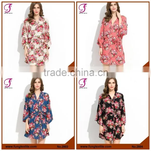 FUNG 2803 Women Beautiful Flower Cotton Print Robe photo-3