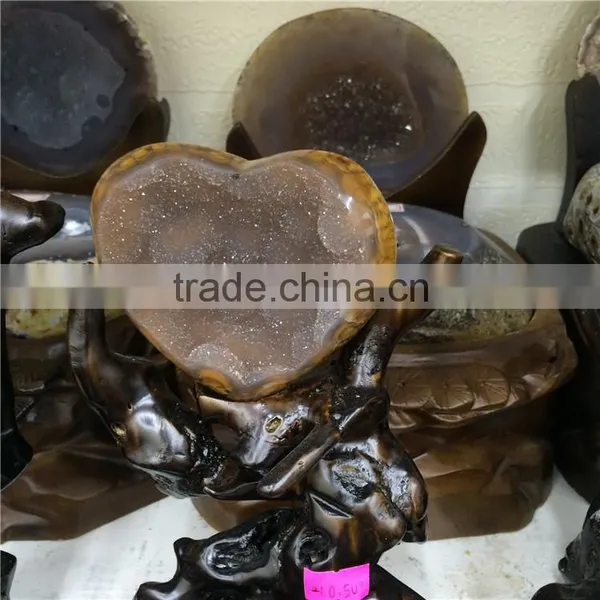 Natural Agate Geode Heart Shaped Stone Crystal Ornaments photo-4