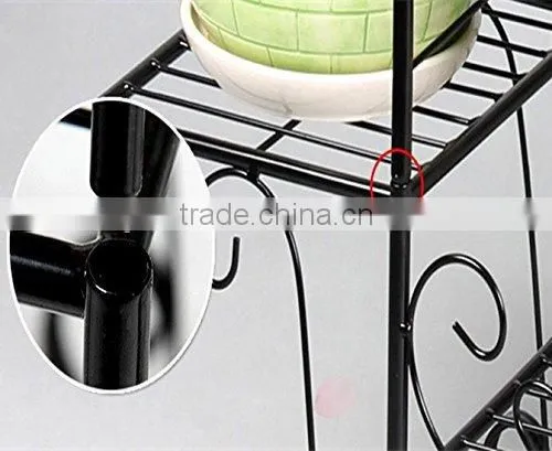 Garbagemall Wrought Iron Flower Basket Hanging Multilayer Landing Flower Shelf Living Room Balcony Plant Stands photo-2