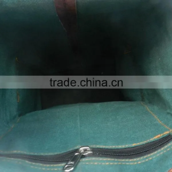 Real Rustic Brown Leather Vintage Travel/picnic/overnight Back Pack Bag photo-5