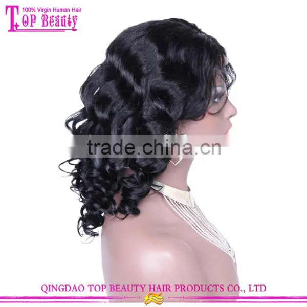 18 Inches Wholesale Price Qingdao Factory Loose Wave Side Part Lace Front Wig Brazilian Human Hair Wig photo-3