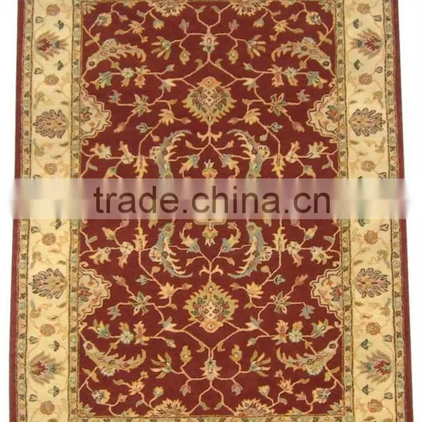 Persian Hard Twist Hand Tufted Wool Carpet, "60 Count" Red/Ivory