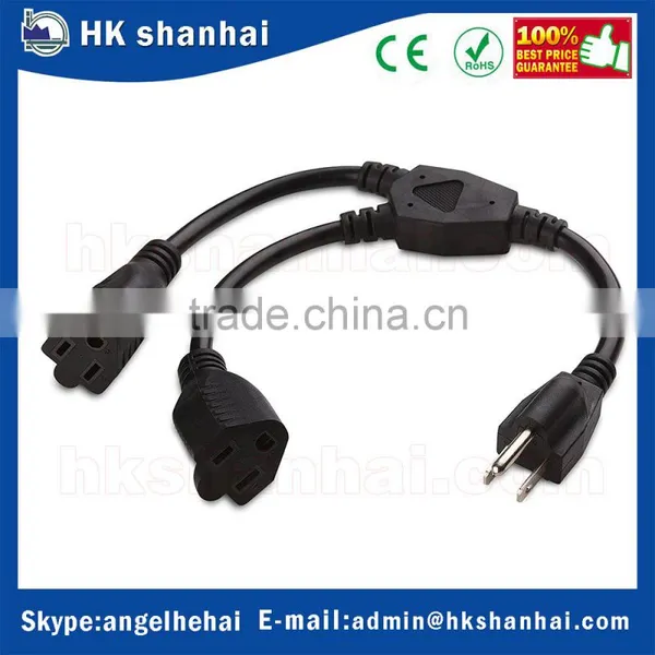 Wholesale Hot Sale Electrical Cable Nema 5-15p Plug Male to 2 x Nema 5-15r Female 2-Outlet AC Power Y Splitter Cord Power Cable photo-2