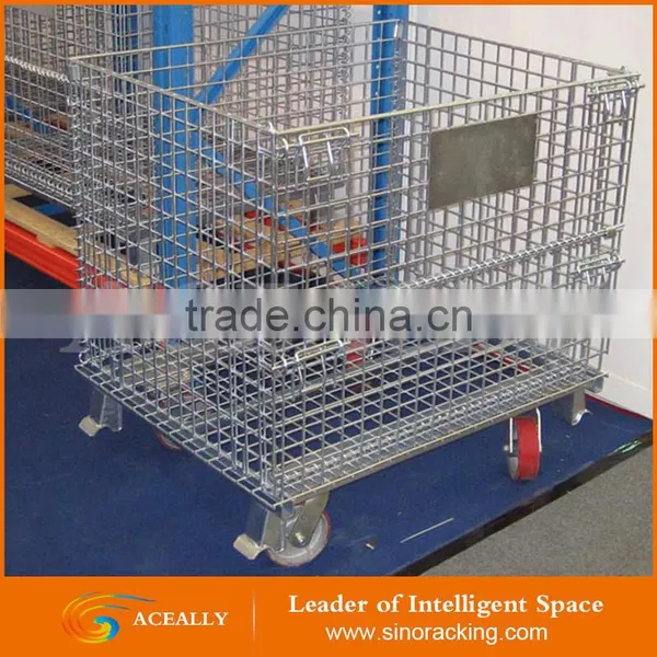 Aceally Customized galvanised Zinc metal high quality Mesh Wire container for Storage