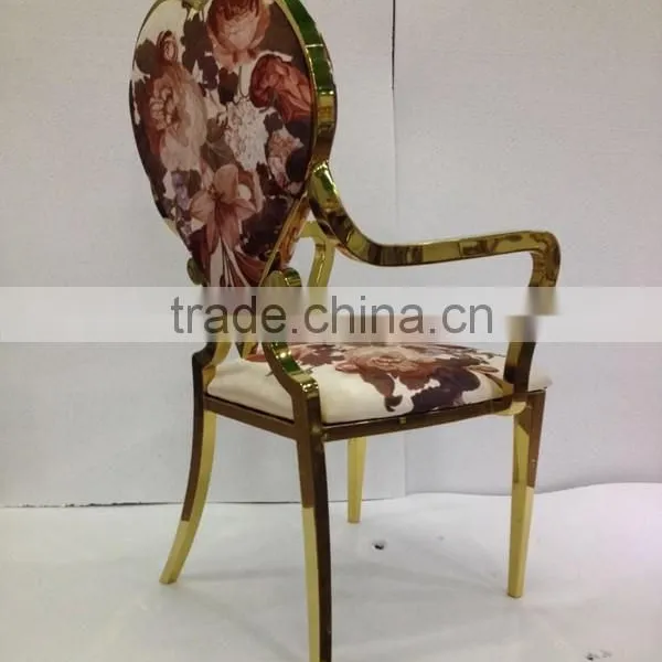Gold Frame Heart Design Stainless Steel Armrest Dining Chair photo-2