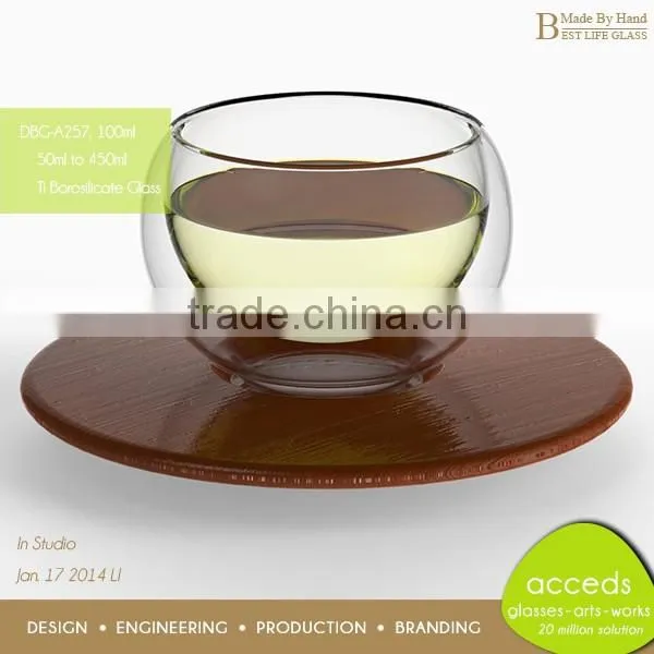 New Innovations Custom Handblown Borosilicate Glass Wooden Tea Mugs photo-4