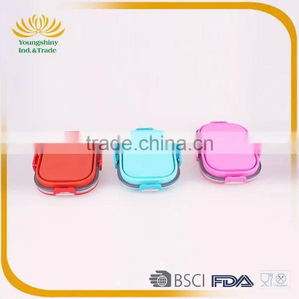 Portative Silicone Collapsible Lunch Box With Lock photo-3