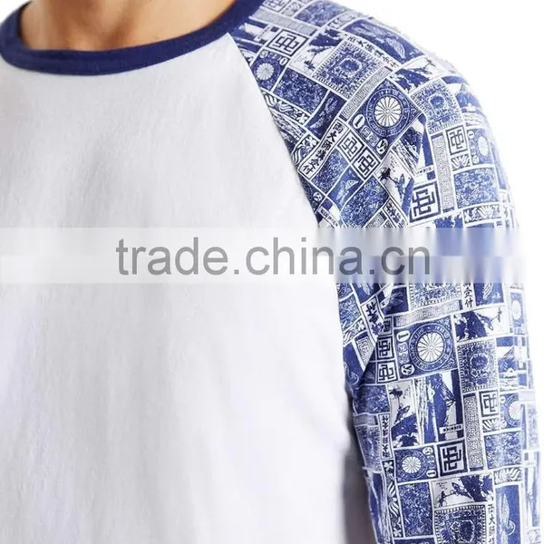 Stamp Pattern Printing Raglan t Shirt Pure Cotton High Quality Custom Long Sleeve Shirt for Male photo-4