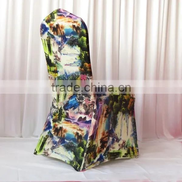 280GSM New Design Print Spandex Thicken Lycra Stretch Universal Heavy Scuba Chair Cover For Wedding Party Decoration photo-5