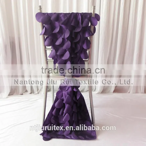 35cm*200cm 3D Taffeta Chiavari Chair Sash 20PCS A Lot Free Shipping (Purple Wafer & Cream Leaf Shape) 2 Style Can Be Choose photo-2