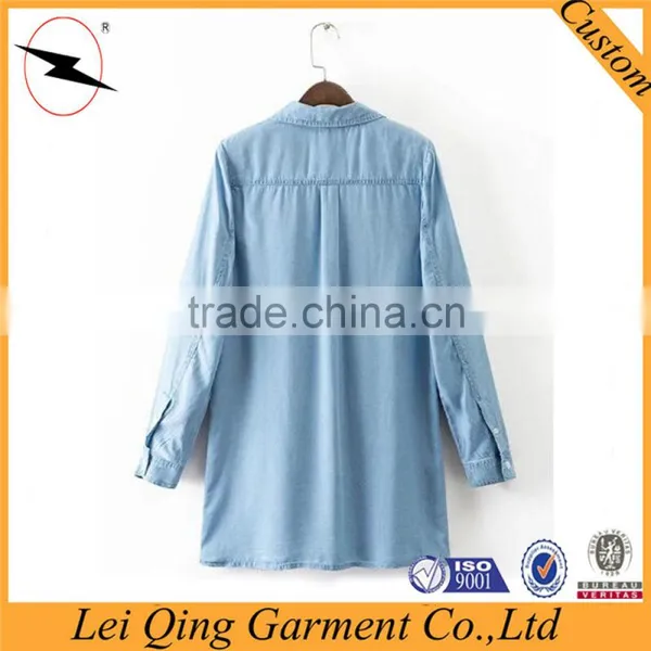 Hot Selling Beautiful Ladies New Design Top Quality Denim Women Plain Shirts photo-2