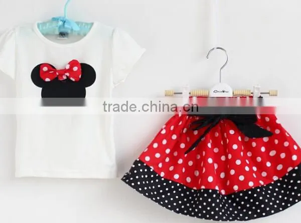 S80002T, Baby Clothing Sets , Summer New Children Girl's 2PC Sets Skirt Suit Dots Skirt Dots Pants Girls Cartoon Clothes photo-3