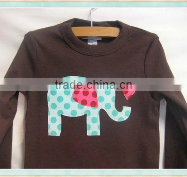 Ruffle Raglan Brown Long Sleeve t Shirt Girls Valentine Elephant Love Applique Shirt