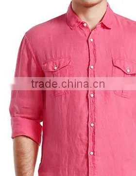 Men's Linen Shirts New Design Long Sleeve Two Pockets Fashionable Men Shirts photo-2