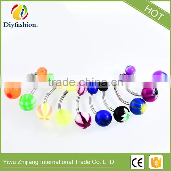 Mixed Colored Silica Gel Round Stainless Steel Navel Ring photo-5