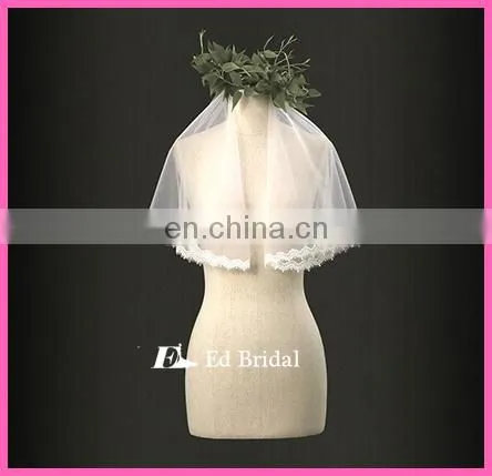 A06 Wholesale Simple Venice Lace Trim Cheap Price One Layer Short Wedding Veil for Bride