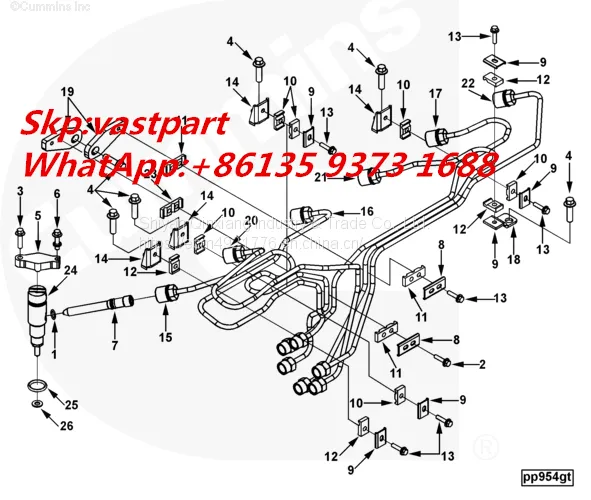 Cummins QSC8.3 Engine Injector Fuel Supply Tube 3944690 3944694 3944688 3944692 3944696