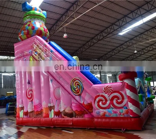 Multifunctional Inflatable Rainbow Candy Jumper Obstacle Bouncer House, Inflatable Bouncer Castle With Double Slide photo-5