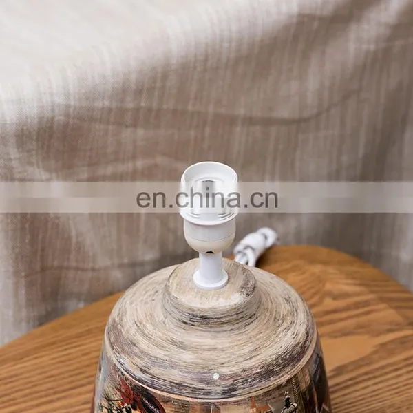 America Modern Custom Art Brown Ceramic Desk Light Cheap Vintage Custom Bedside Table Lamps With Logo photo-3