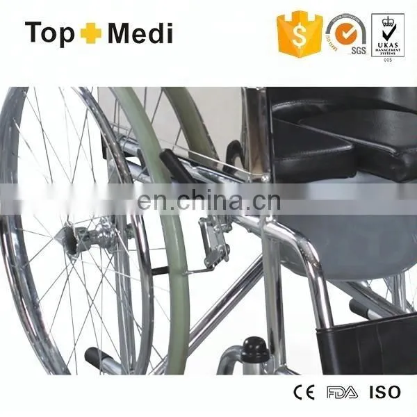 Foldable Lightweight Steel Manual Commode Wheelchair for Disabled photo-5