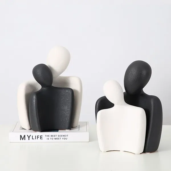 Little People Embrace Abstract Art Black And Whtie Ceramic Decor Decoration For Hallway Tv Bench photo-4