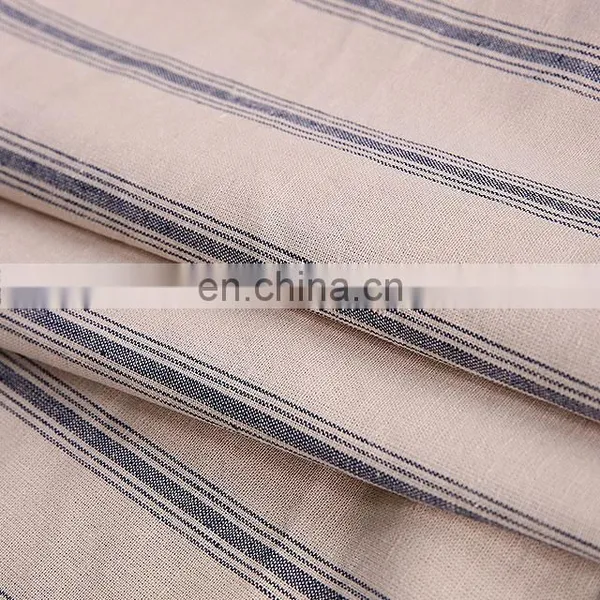 Stock Yarn Dyed Stripe Fabric Cotton Linen Blend Fabric Wholesale for Clothing photo-4