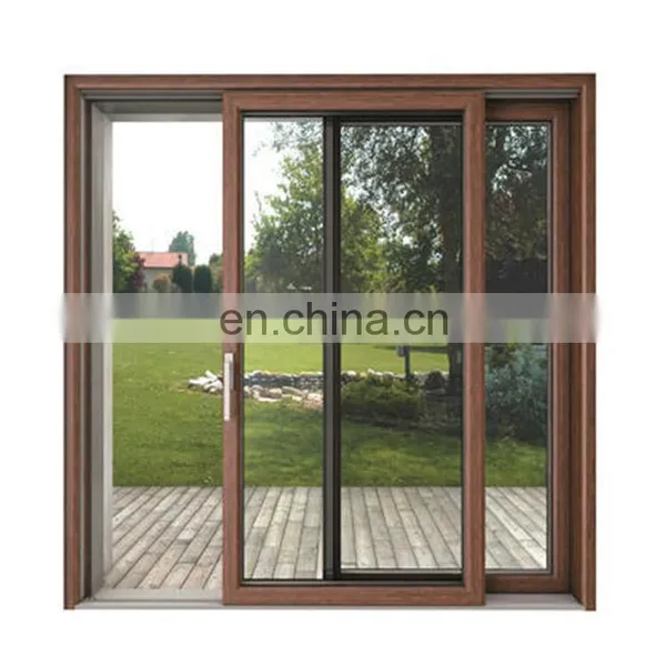 Yekalon Wooden Grain Filmed Oversized Fancy Design UPVC Window Wooden Like Sliding Pvc Window