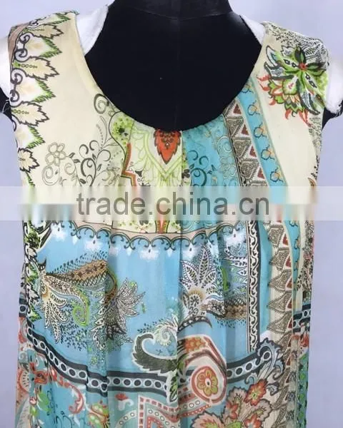 High Quality Silk Chiffon Modal Printed Sleeveless Blouse photo-2