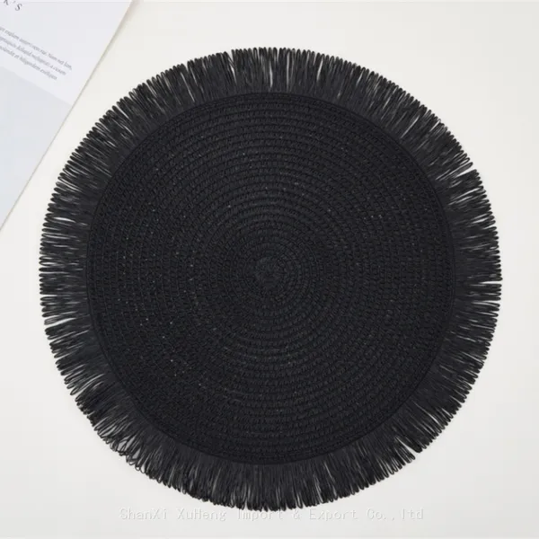 Custom Rattan Wholesale Eco-friendly Olive Green Colored Wedding Macrame Paper Place Mats photo-5