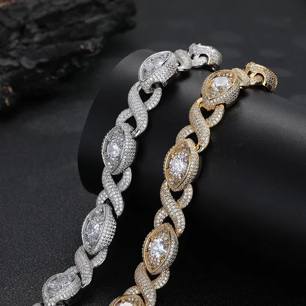 15mm Eye-Shaped Design Link Chain Necklace Fashion Iced Out CZ 8-Shape Infinity Eye Cuban Necklace Women Choker Fine Jewelry photo-4