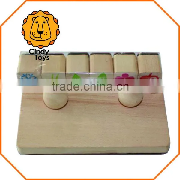 Wooden Rubber Stamp Apple Tree 7 Pcs for Kids photo-3
