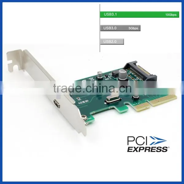 Desktop USB type C controller card PCIE x4 to Single USB3.1 Type C 10Gbps expansion Card